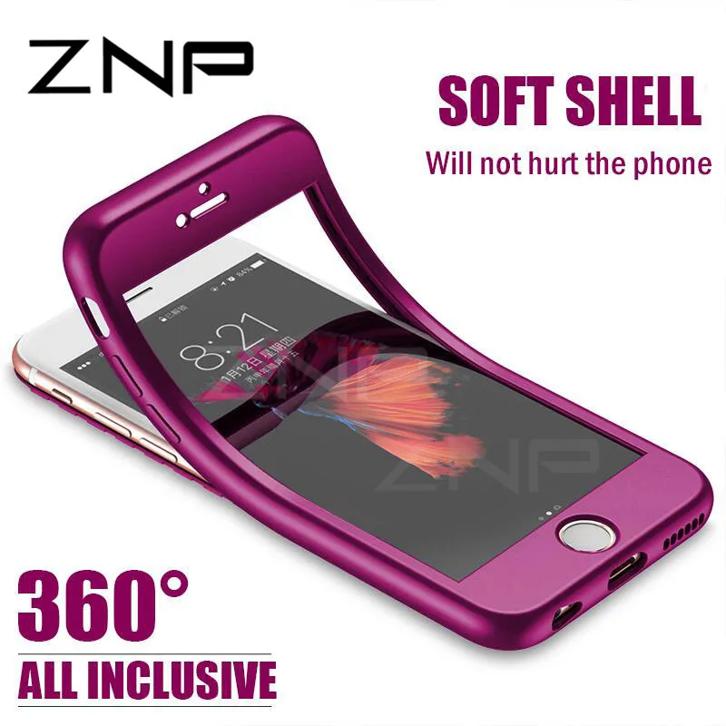 ZNP, роскошный мягкий ТПУ 360, полный чехол s для iPhone 8, 7, 6 S, 6, чехол 5, 5S, SE, чехол s для iPhone 6, 7, 8 Plus, чехол со стеклом