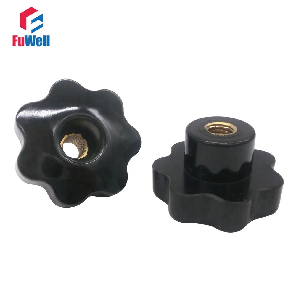 

5pcs M6/M8/M10/M12 Thread Star Knob Bakelite 7Star Sharped Knob Through/Non Through Hole Female Thread Nut Clamping Knob Handles