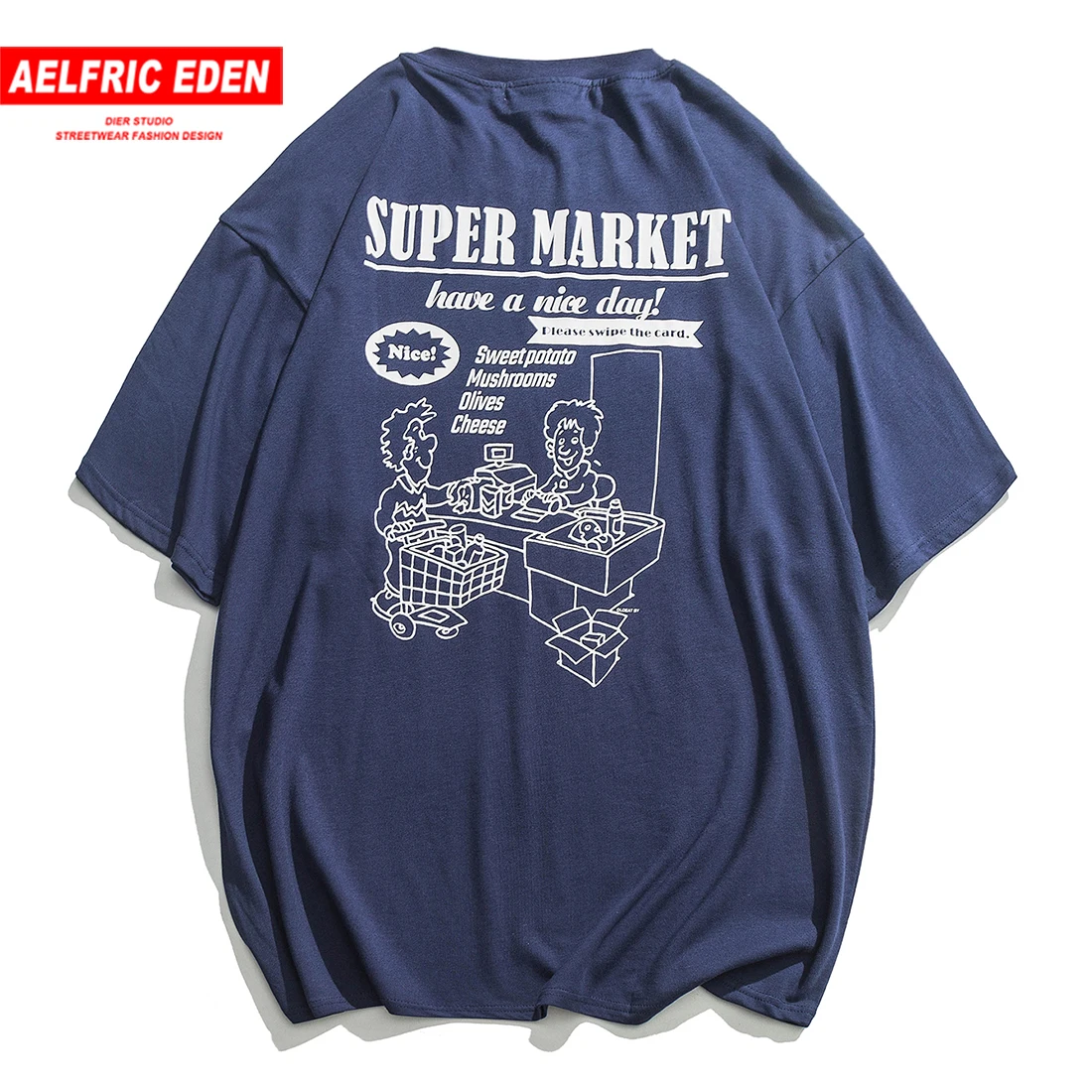 Aelfric Eden футболки с надписью Super market летние коротким рукавом для мужчин и женщин