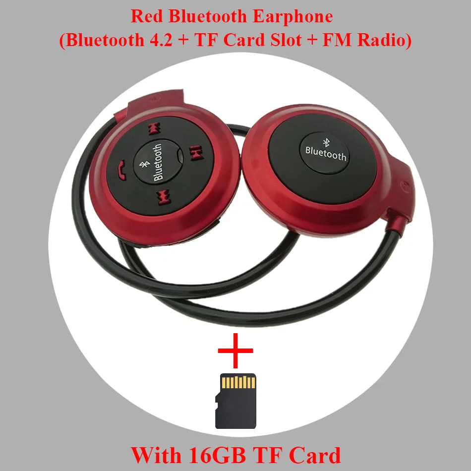 HOMEBARL 3D Mini 503 Mini503 Bluetooth 4,2 FM гарнитура спортивные беспроводные наушники музыкальные стерео наушники+ 8 Гб 16 Гб Micro SD карта - Цвет: Red Add 16GB Card