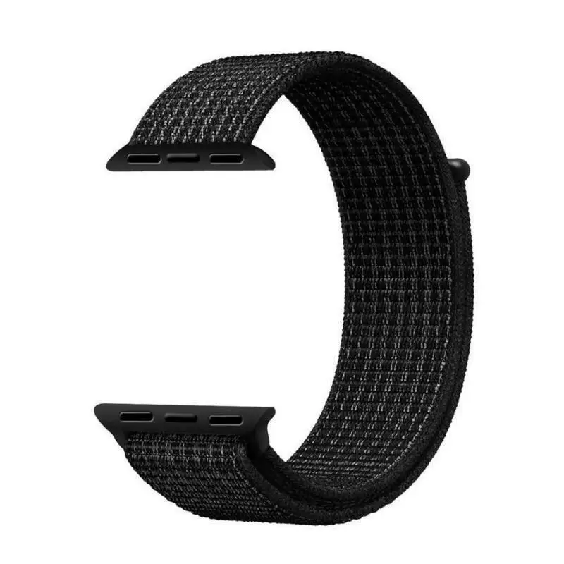 Black Pure Platinum Из мягкого нейлона и шифона со вставками в полоску, петля ремешок для наручных часов Apple Watch 38/40/42/44 мм Замена дышащий ремень на запястье для IOS Смарт-часы наручных часов iwatch, 4/3/2/1 серии - Цвет: Black Pure Platinum