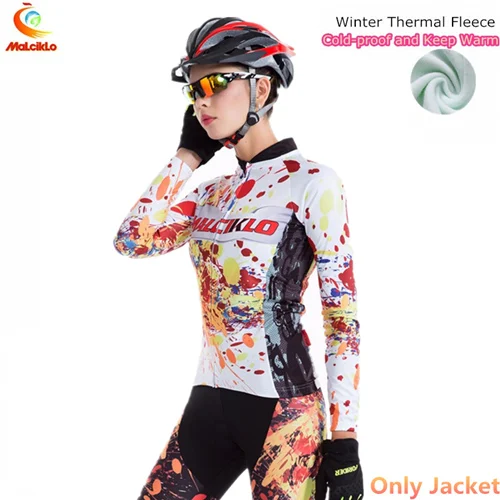 Jersey only Malciklo морозостойкая и сохраняющая тепло Женская велосипедная Джерси для горного велосипеда, велосипедная одежда, флисовая велосипедная зимняя куртка - Цвет: Jersey only