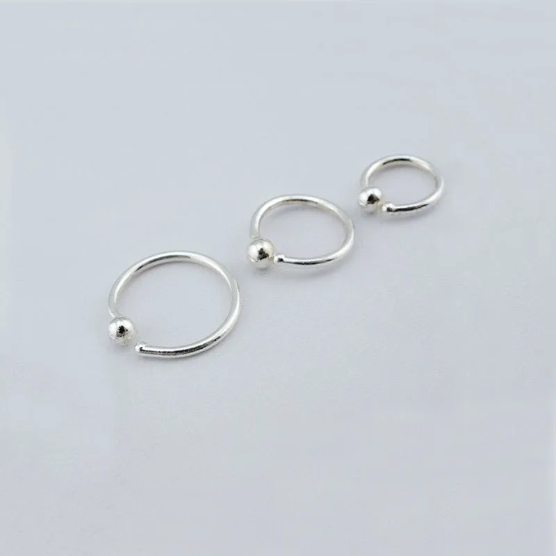 Серьги из чистого серебра S925 пробы, овальный шар, одна петля, Круглый хрящ, серьги для женщин, мужчин, детей, девочек и мальчиков, 6 мм, 8 мм, 10 мм
