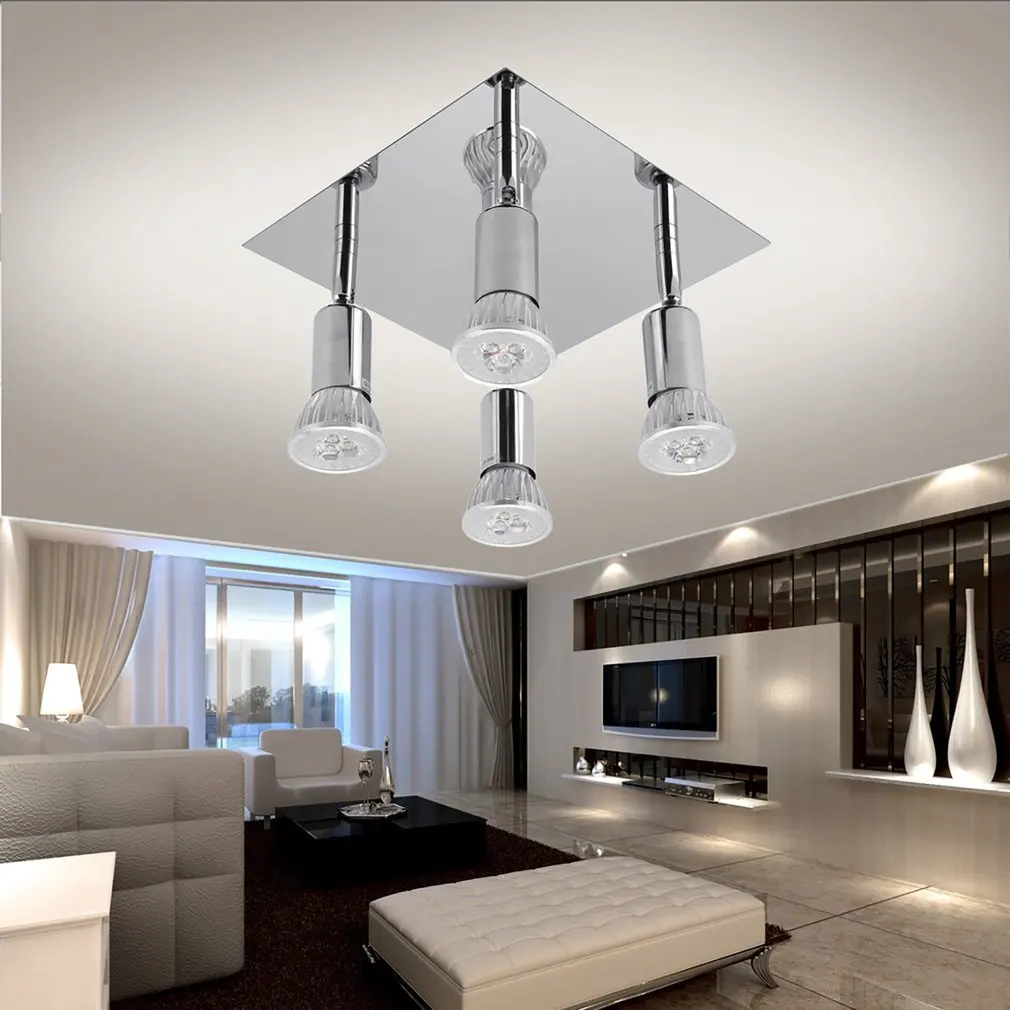 4-head Rotational Spotlight Ceiling Bar Light Fitting Fixture GU10 Satin Nickel Indoor Decoration Lamp | Освещение