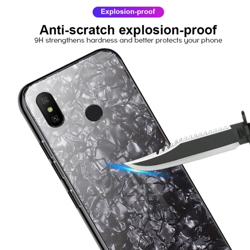 For Xiaomi Redmi 6A Case Luxury Tempered Glass Back Cover Soft Frame Shockproof Phone Skin for Xiomi a6 6 note pro | Мобильные