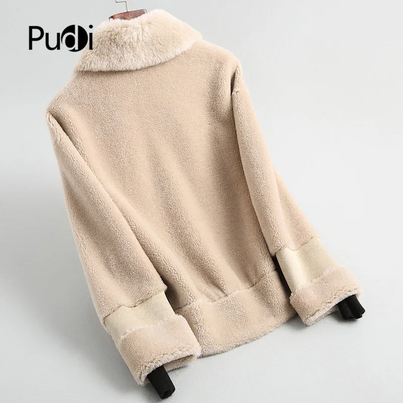 PUDI A19004 Женская Новая мода Настоящая Шерсть Стрижка куртка леди короткий стиль досуг осень/зима шерстяное пальто