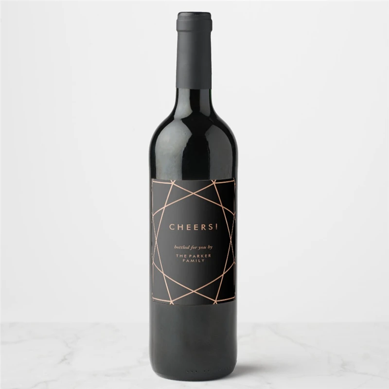 Персонализированная Современная Геометрическая этикетка на черном вине