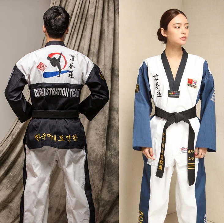Боевые искусства TKD Tae Kwon Do Korea V образный вырез тхэквондо Dobok для карниза и
