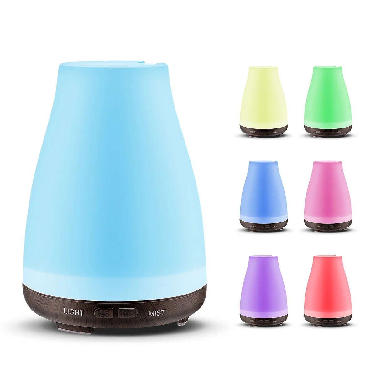 Aroma Essential Oil Diffuser Ultrasonic Air Humidifier with Wood Grain 7 Color Changing LED Lights for Office Home 100ML | Бытовая