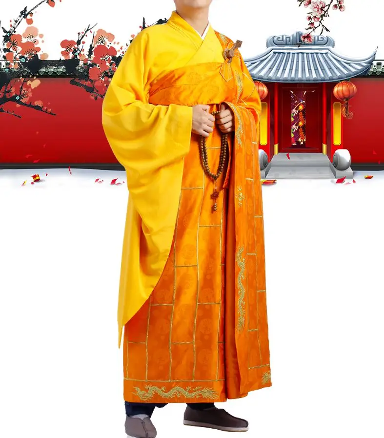 Буддийские костюмы с вышивкой монахов брифы shaolin халат zen lay халаты костюм платье