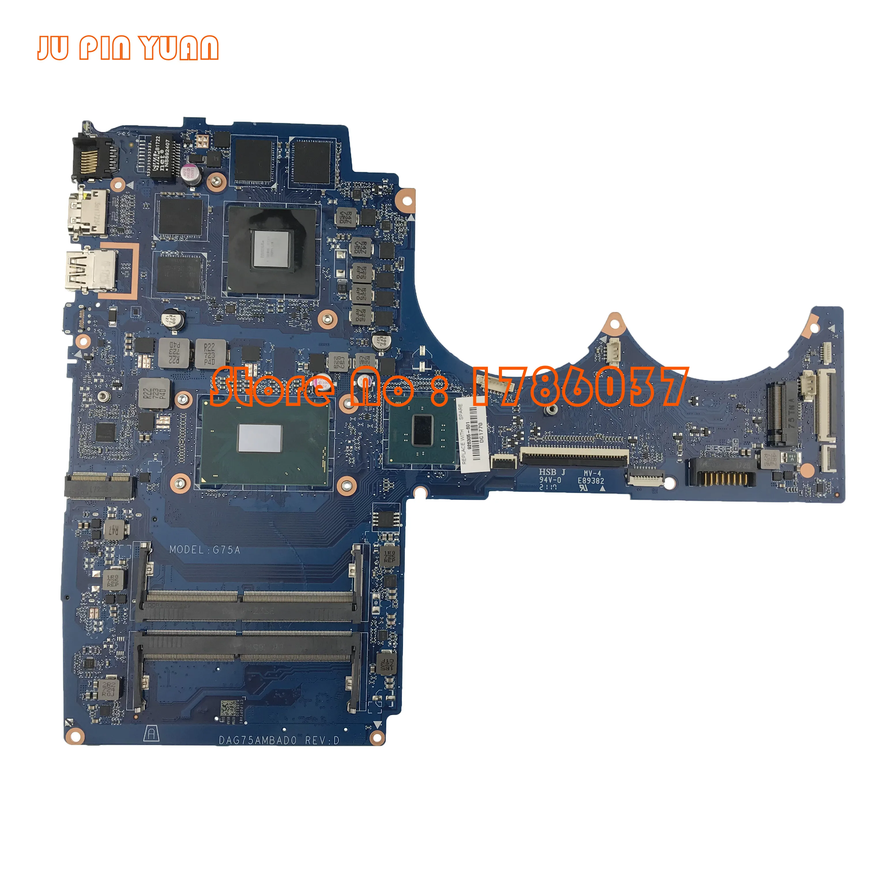 Ju pin yuan 926305-601 926305-001 G75A DAG75AMBAD0 для hp Pavilion 15-CB материнская плата для ноутбука GTX1050 4 Гб i7-7700 полностью протестирована