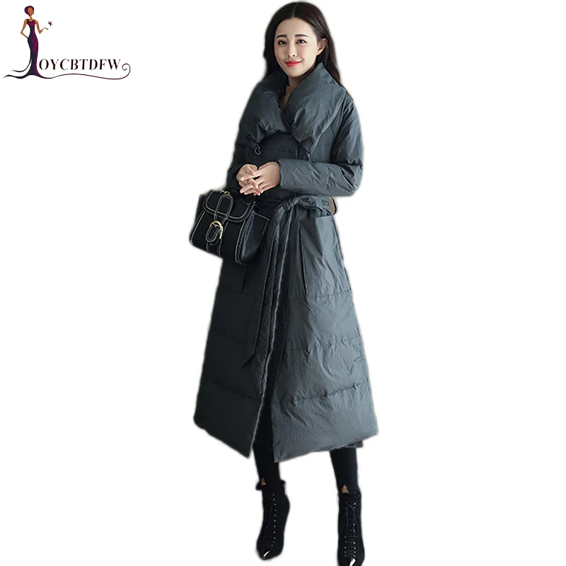 2018 зимняя женская модная элегантная парка длинное хлопковое пальто Дамская