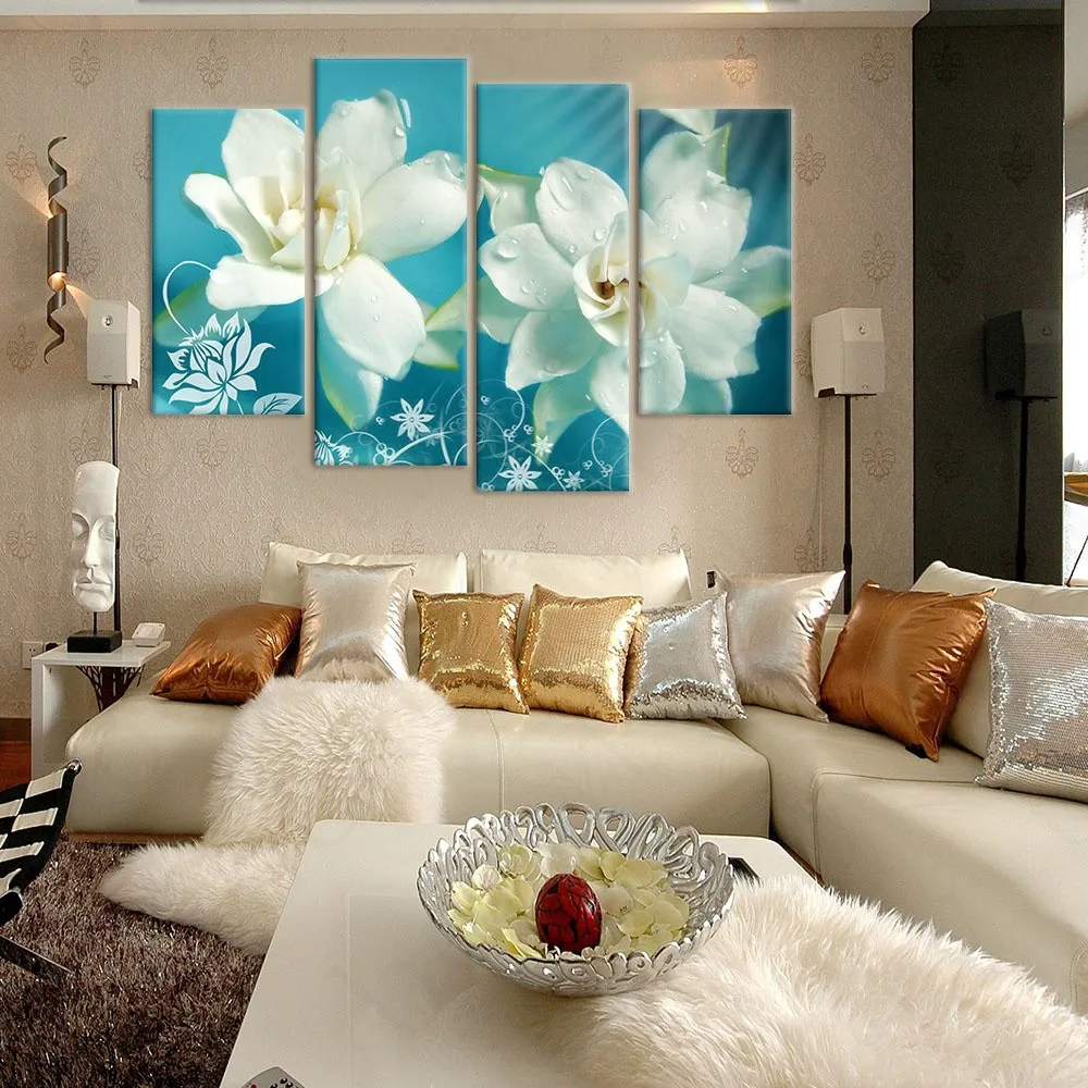 

4 the modern seal oil on canvas mural paintings for the living room decorative paintings of flowers no frame