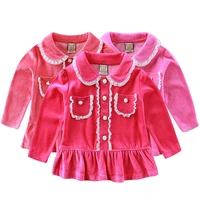little q long sleeve velour baby one piece 3 pcslot wholesale dresses low price newborn clothing bown gown party underdresses