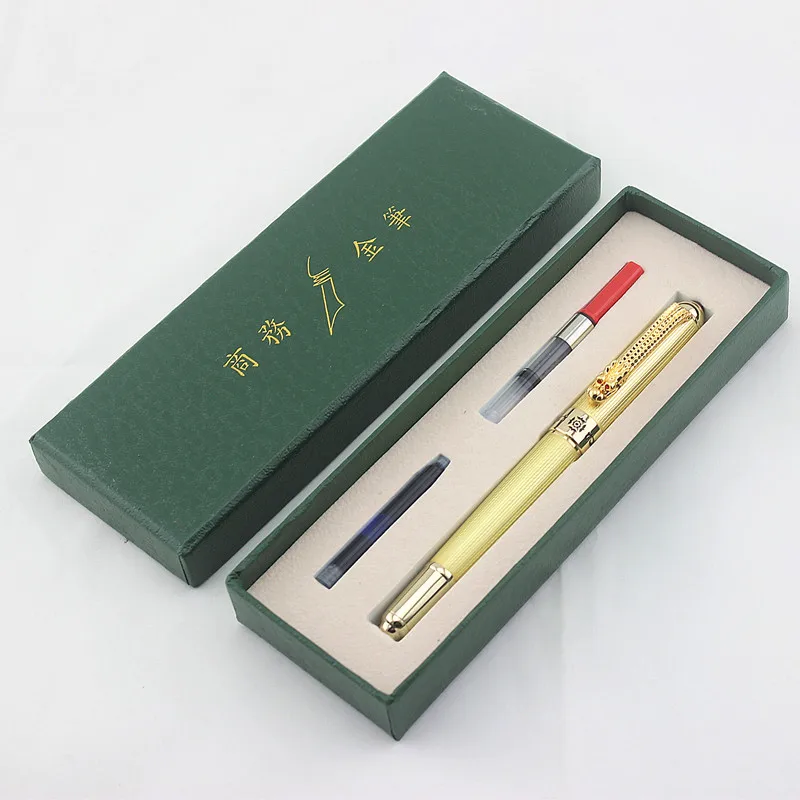 

Jinhao metal Dragon Pen 0.5 Nib Golden Fountain Pen Calligraphy Writing Office School stationery Ink pen set