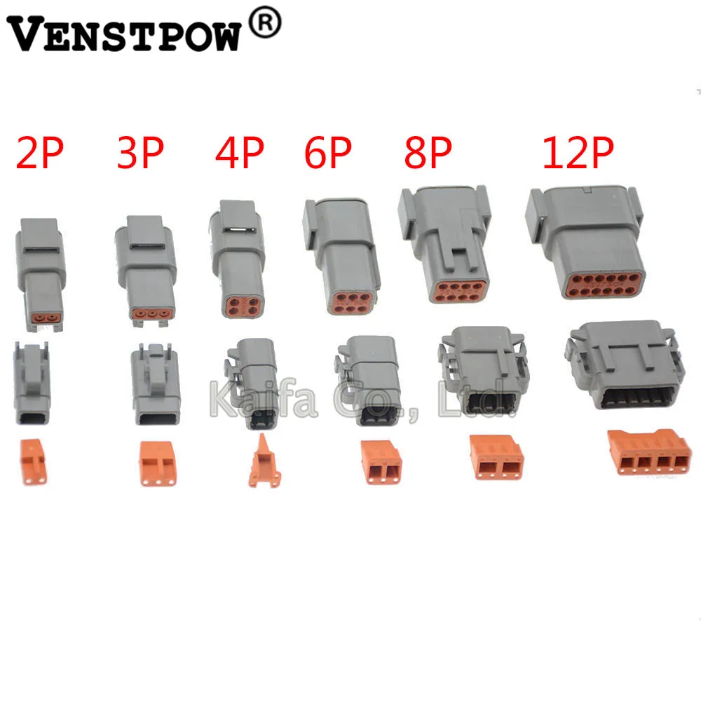 1 Sets Deutsch DTM 2-12P DTM06-2S 3S 4S DTM04-2P 3P 4P 6P 8P 12P 20-24AWG Waterproof Connector With Pins Automotive Sealed Plug