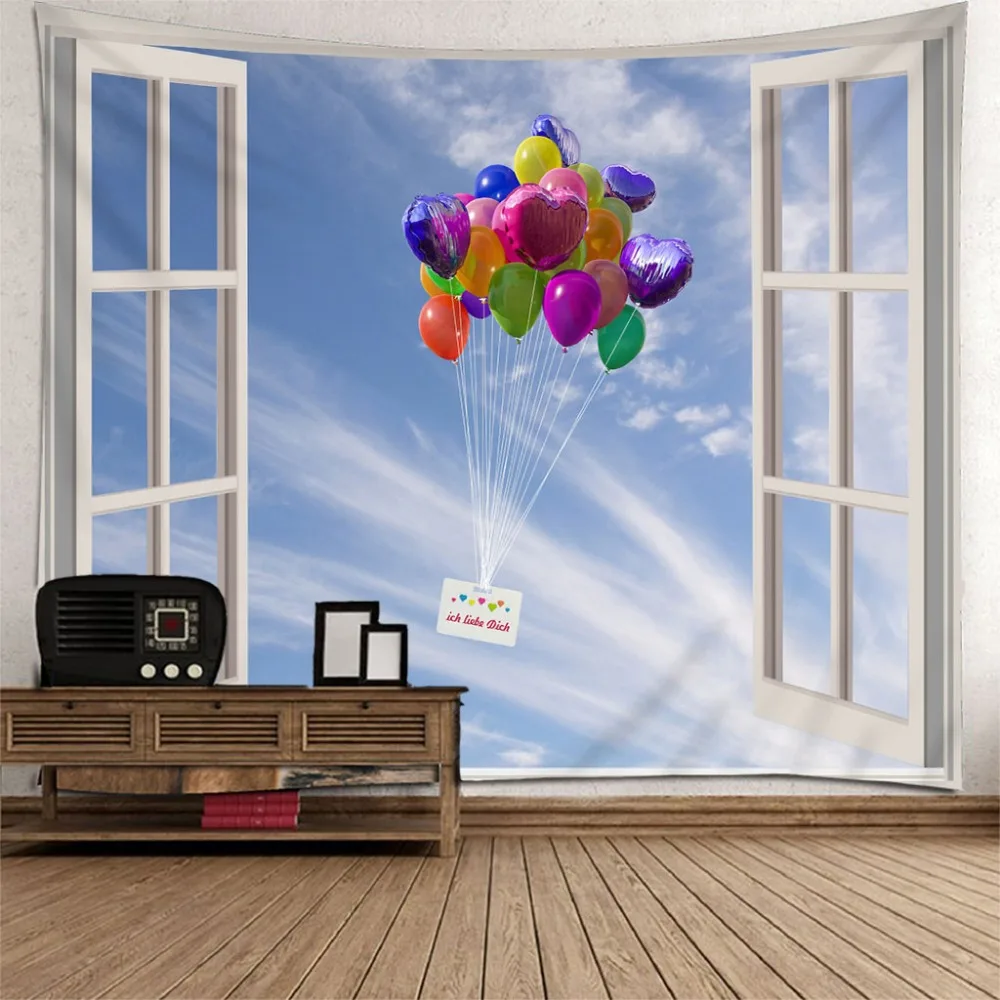 3D воздушные шары гобелены настенные подвесные пейзажи за пределами виндо