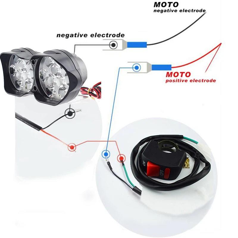 1 пара мотоцикл светодиодный фар скутер Вспомогательные фары 12V 24V 6500 к мото противотуманные фары мотоцикла пятно фара DRL
