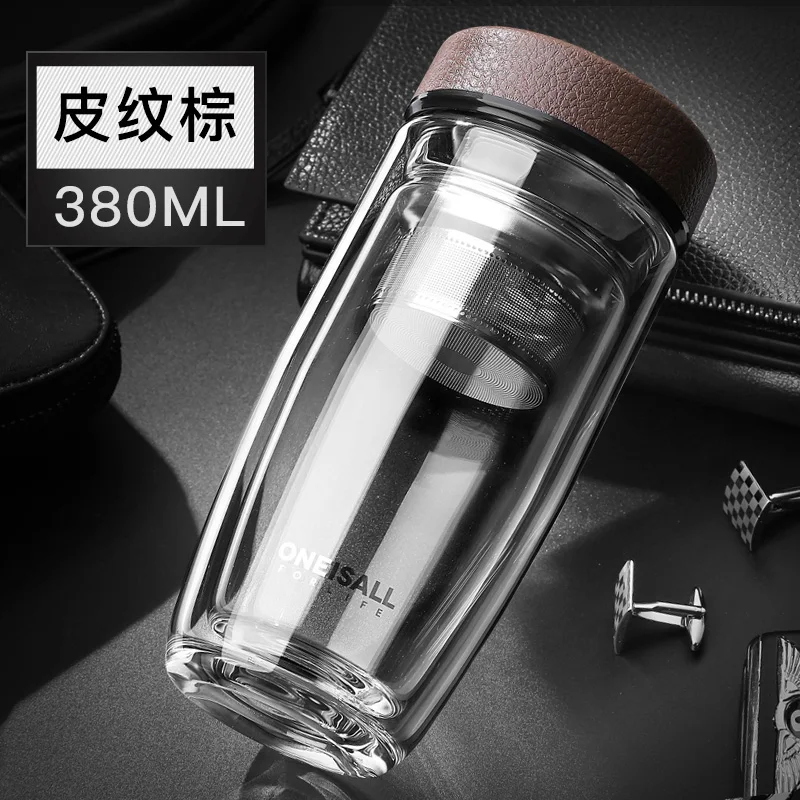 Стеклянная бутылка для воды с двойными стенками 380 мл|glass water bottle|leakproof bottlewater bottle |