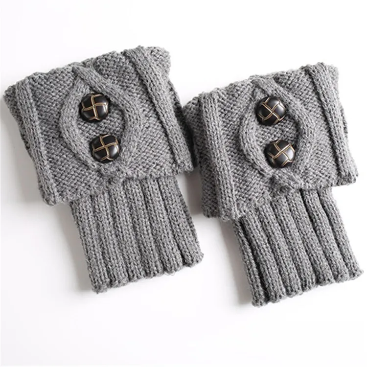 9 цветов, Женские Вязаные Гетры, короткие сапоги, манжеты, пуговицы, вязаные гетры, гетры для осени/зимы - Цвет: gray