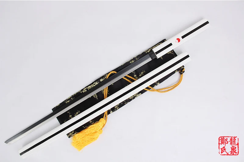 ZS-9442 Реальный KATANA Косплей мечи из углеродистой стали у героя мультфильма Саскэ Утиха меч для героя аниме «Наруто hotage тему аниме покрытие с чёрным лезвием, белый/черный Сая - Цвет: ZS-9442