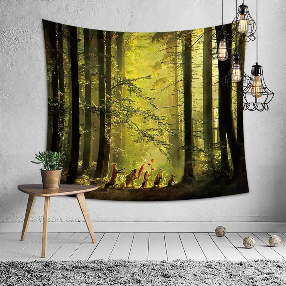 ЛЕС красивый водопад Hd пейзаж большие настенные гобелены дешевые хиппи Висячие
