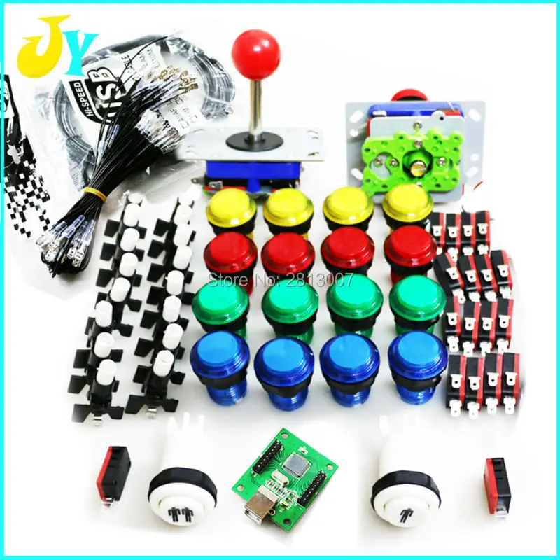 Аркадный маме DIY набор для 2 игроков PC PS/3 в 1 аркаду joystck LED кнопочный интерфейс USB