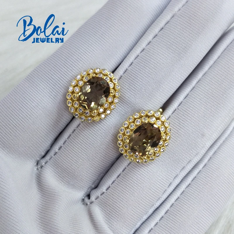 Bolaijewelry, серьги из зултанита, создаваемые драгоценными камнями с изменением цвета, Настоящее серебро 925 пробы, хорошее ювелирное изделие, классический дизайн для женщин на день рождения