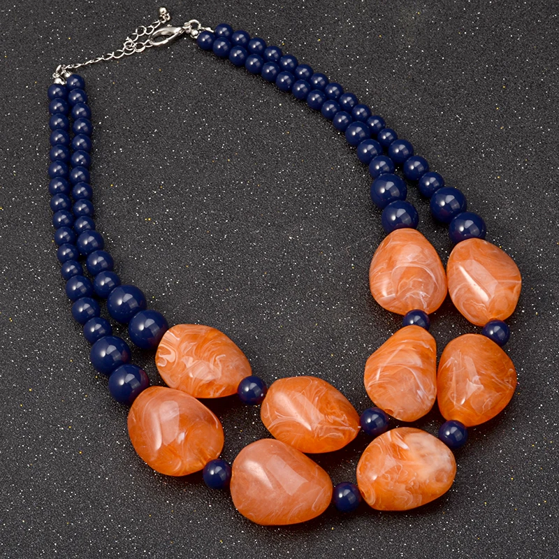 Женское богемное ожерелье двухслойная цепочка с бусинами винтажное ювелирное