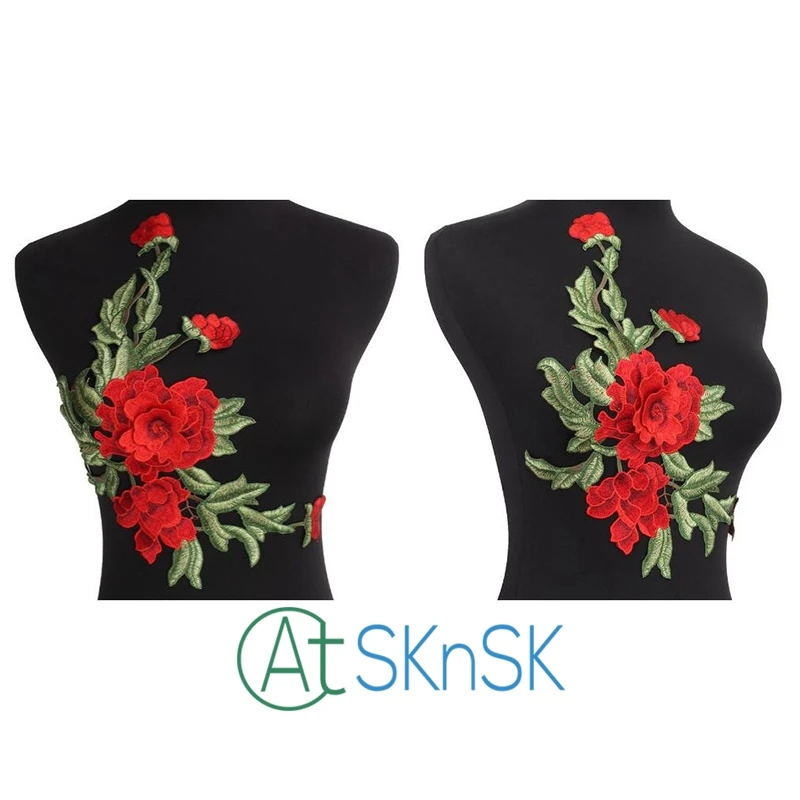 Новые нашивки цветы вышитые железо на Красной Розе ткани ремонт шить значки