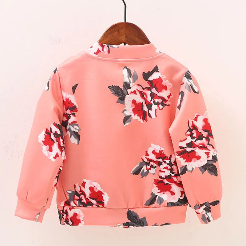 Fashion Spring Autumn Kids Girl Jacket Flower Casual Long Sleeve Zipper Trench Coats 1-5Yrs Girls Outerwear Children Clothing | Детская
