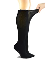 womens non binding lace bamboo knee hi boot diabetic socks with seamless toe4 pairs