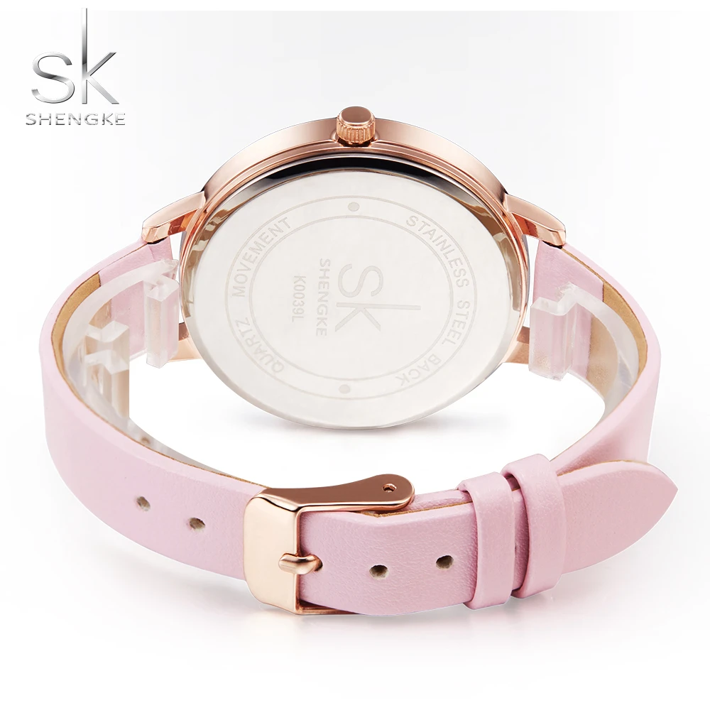 2019 Relogio Feminino Shengke Лидирующий бренд часы женские роскошные кожаные повседневные розовые платья Наручные часы|