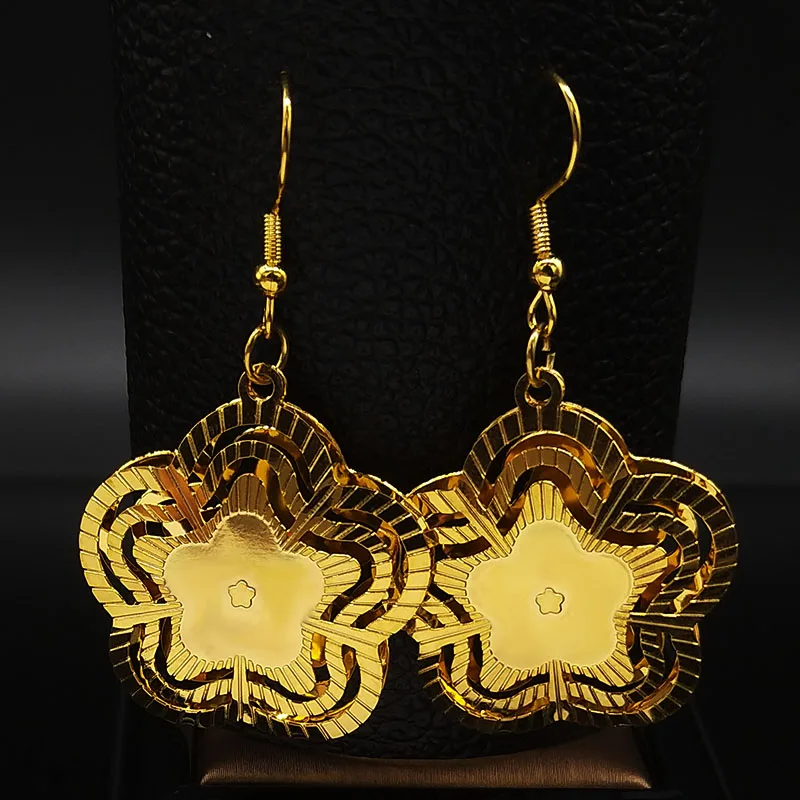 2021 модные серьги из нержавеющей стали с цветами для женщин ювелирные изделия