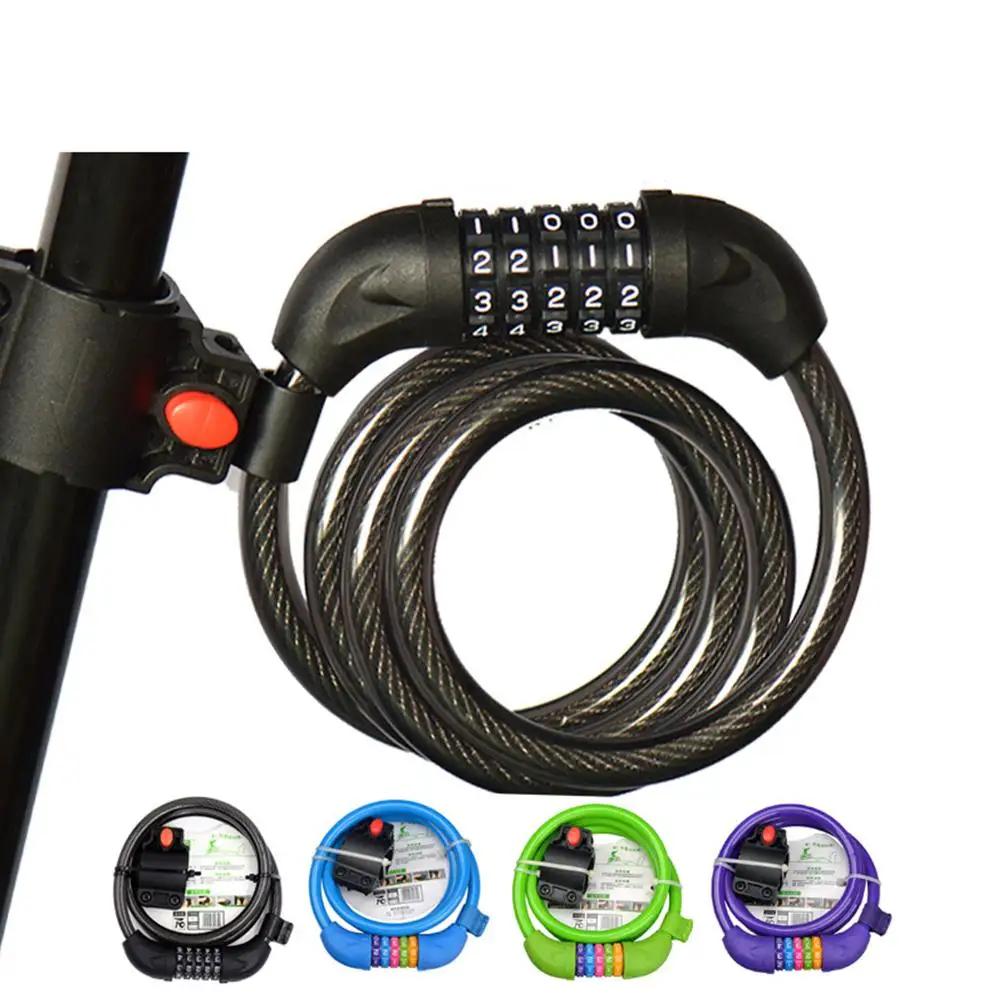 LumiParty Bike Cycling Lock 5 Digit Code Combination Bicycle Security Steel Cable Spiral accessories | Спорт и развлечения