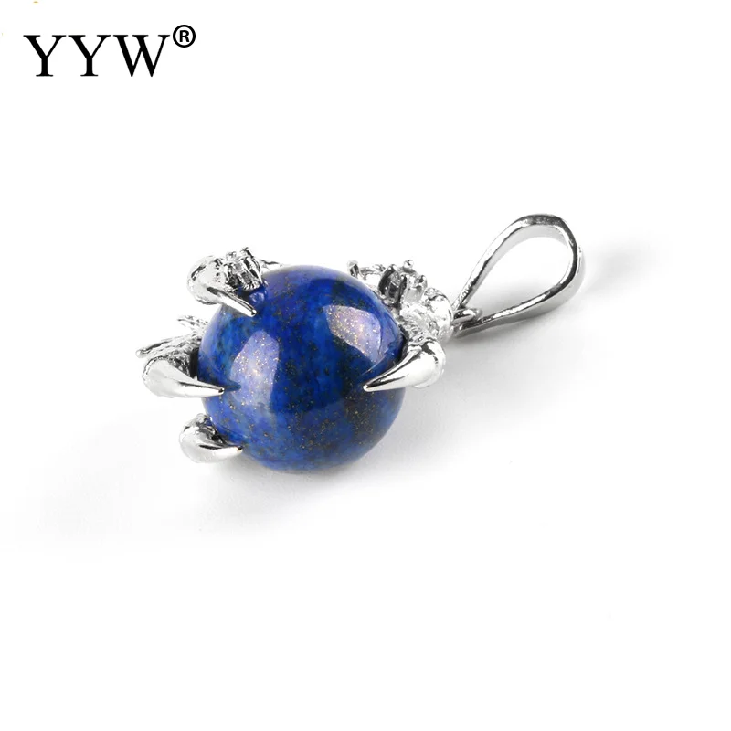 lapis lazuli YYW Дракон из натурального камня подвески в форме лап/когтей для ожерелья розовый с кварцевым тигровым глазом зеленый авантюрин рейки Ювелирные изделия Подвески маятник - Окраска металла: lapis lazuli
