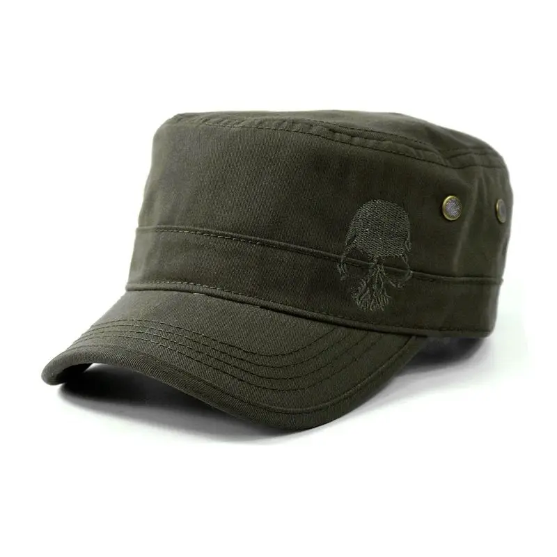 Новый Череп вышитый логотип Для мужчин плоской верхней Шапки Хлопок Snapback flattop