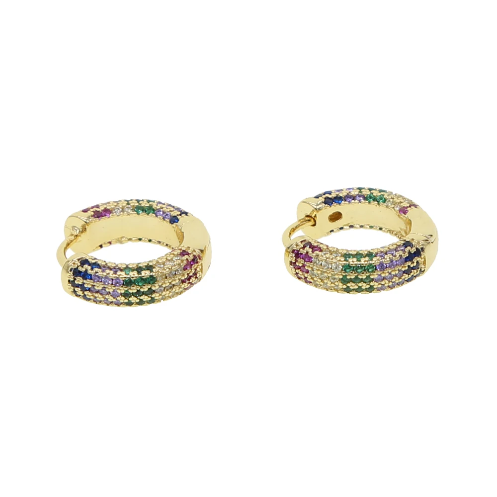 Широкие серьги кольца badn минимальный золотой цвет крошечная Радуга CZ свадебные