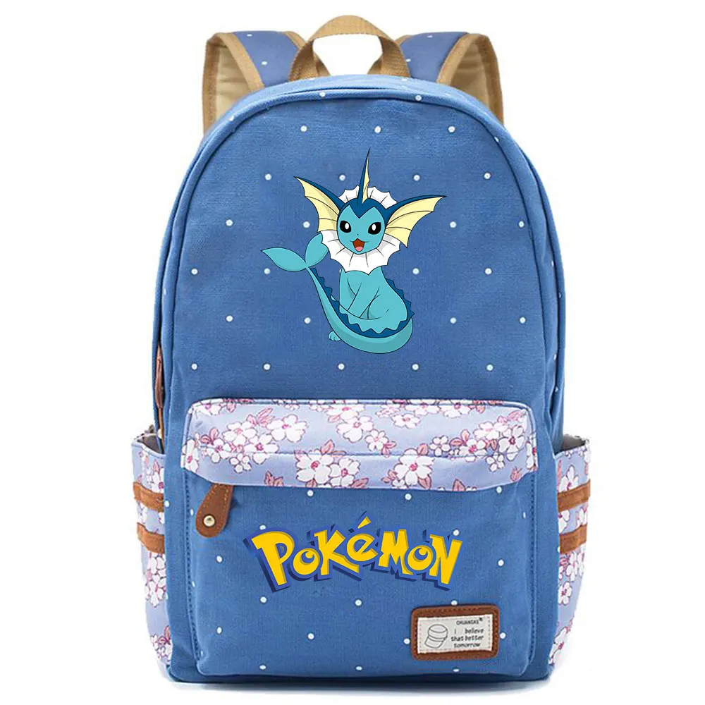 Eevee Espeon Flareon Glaceon Jolteon школьная сумка в горошек для мальчиков и девочек, женская сумка, школьная сумка для подростков, Холщовый женский рюкзак