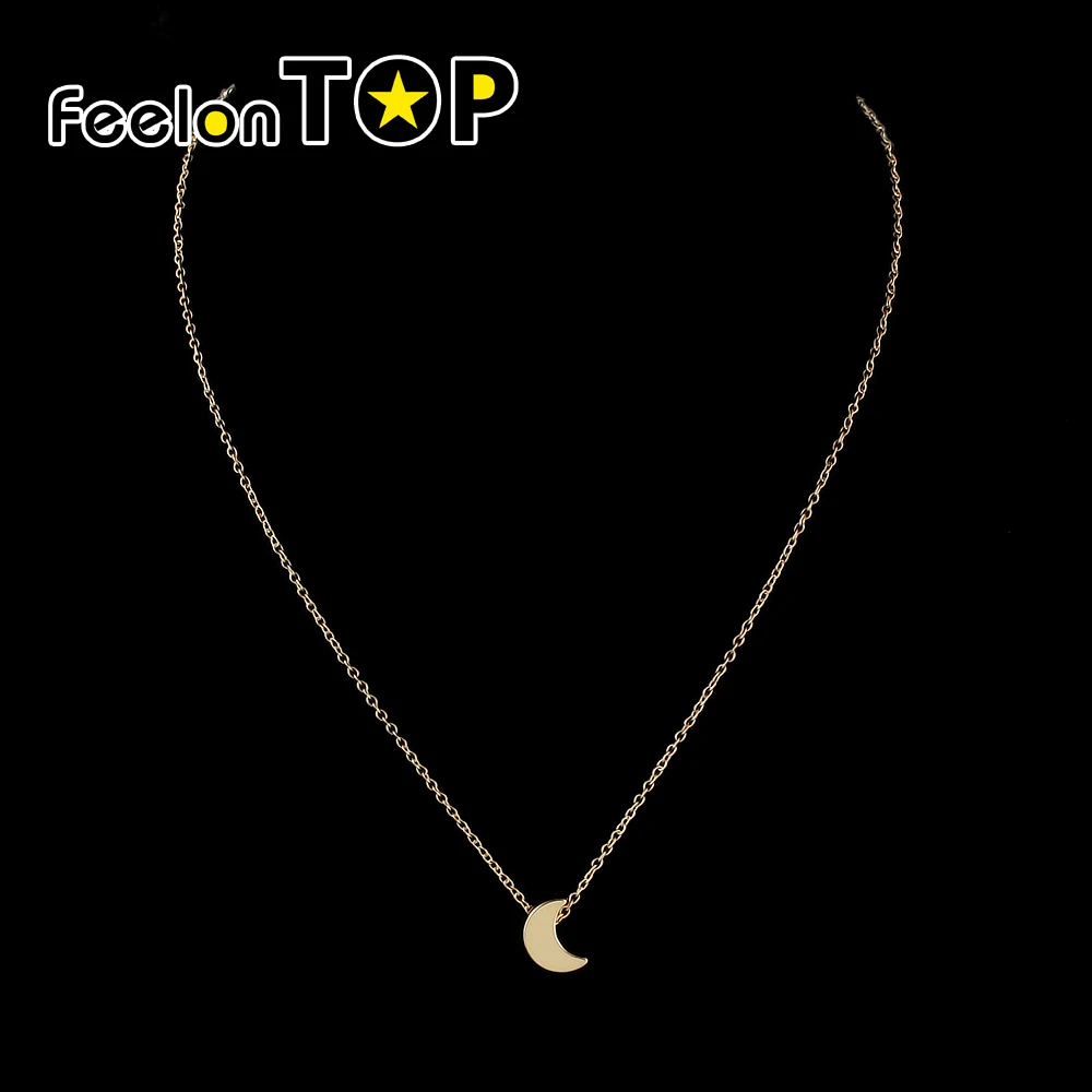 Бохо шик цвет серебристый Золотой Цвет цепи Луна подвеска Цепочки и ожерелья Collier