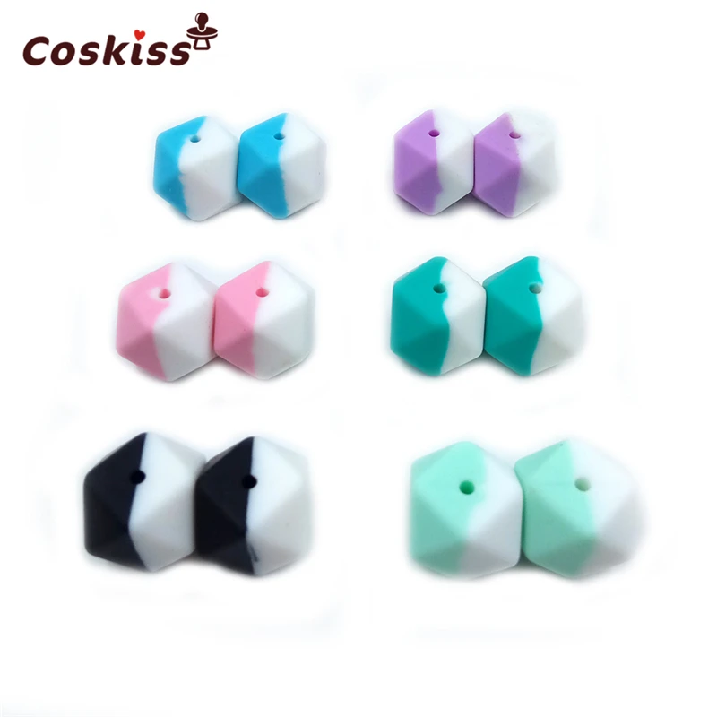 Coskiss 10 шт. силиконовые бусины для прорезывателя двухцветные 17 мм