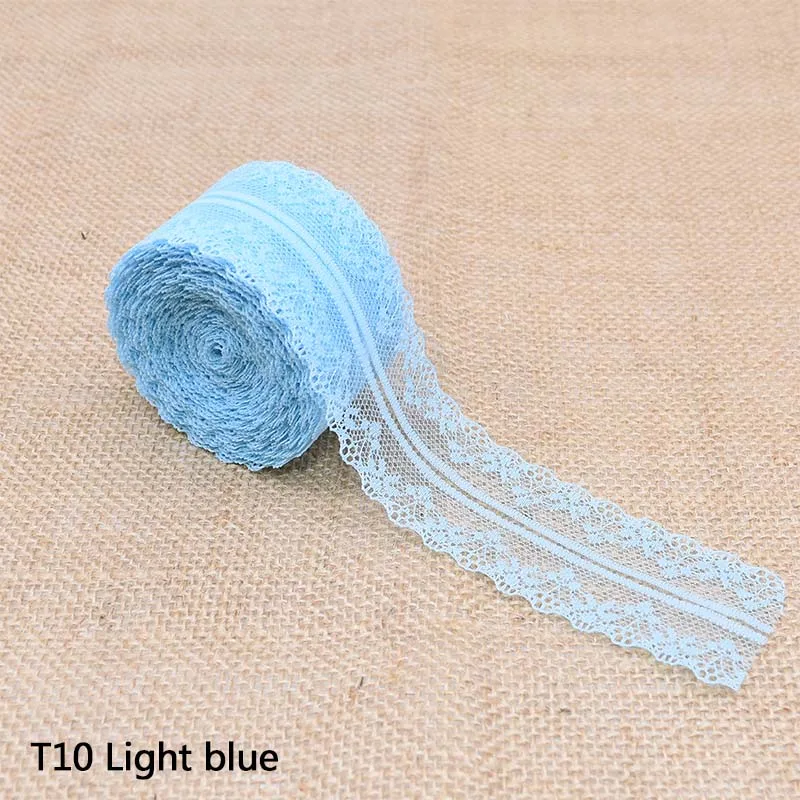 Light blue 20 м белая кружевная отделка 4 см красивое кружево, лента, тесьма DIY вышитая африканская кружевная ткань для шитья аксессуаров Свадебное Ремесло - Цвет: Light blue