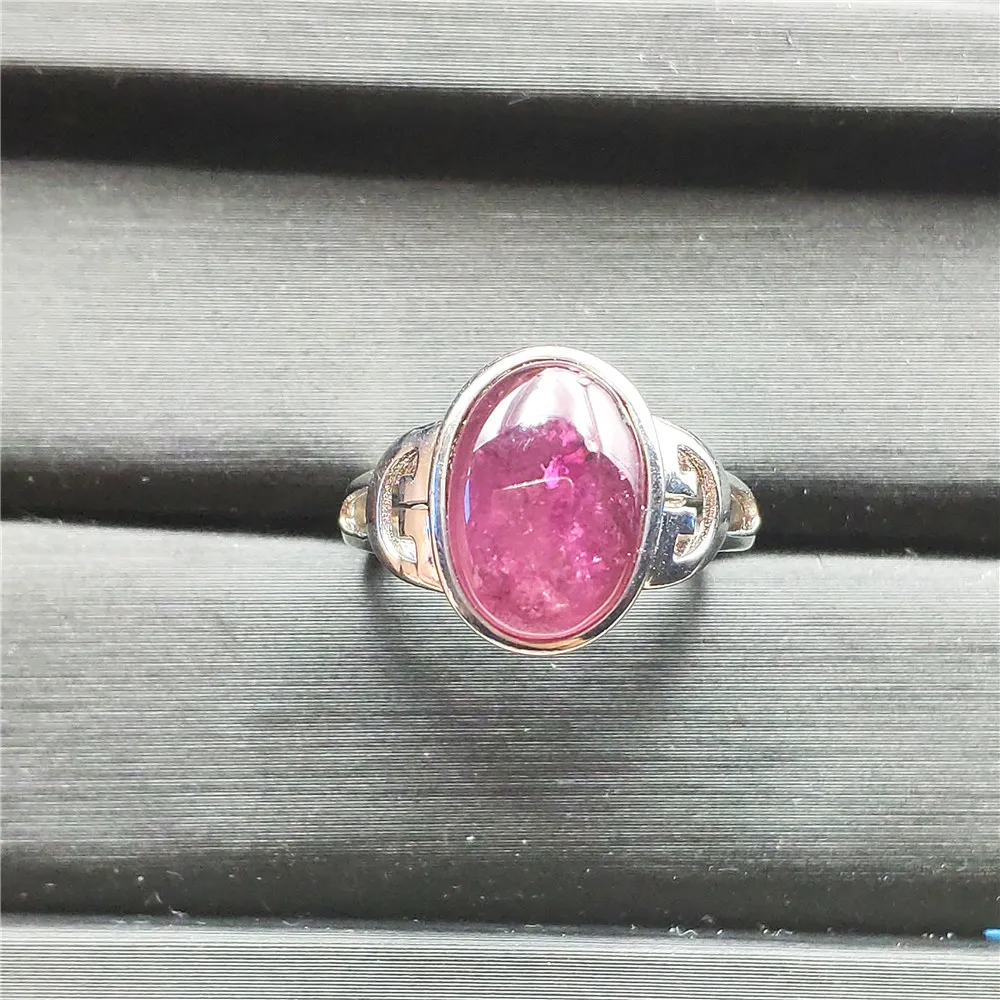 Женское регулируемое кольцо из натурального красного ледяного розового