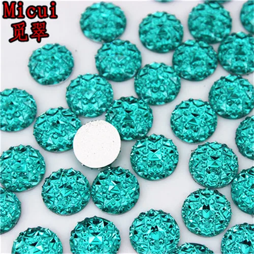 Sky blue Micui 100 шт 10 мм круглые полимерные Стразы Кристалл Камень горный хрусталь аппликация flatback для DIY свадебные ремесла украшения MC695 - Цвет: Sky blue