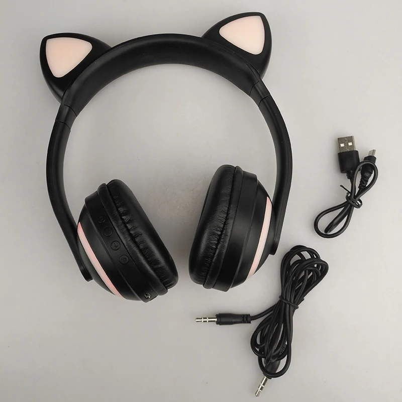 Bluetooth стерео кошачьи наушники мигающие светящиеся кошачьи наушники игровая гарнитура Прекрасные наушники для девочки цветной светодиодный светильник