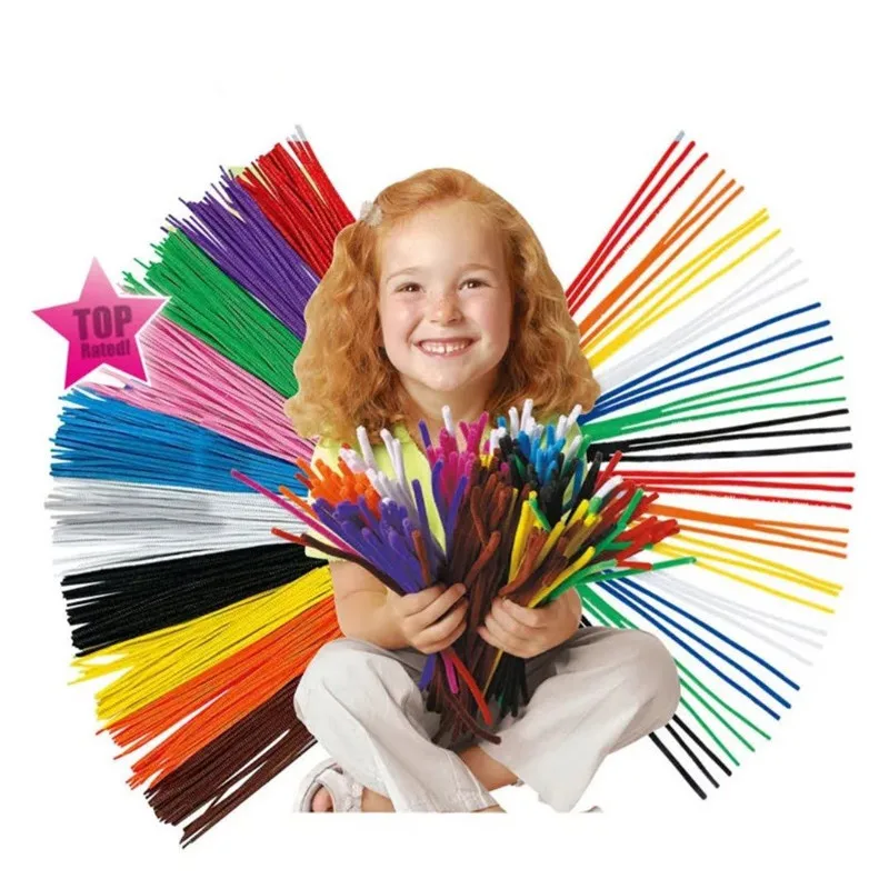 

100Pcs/set Educational Toys Montessori Materials Chenille Children Sticks Puzzle Craft Colorful Pipe Cleaner Handmade DIY Toys