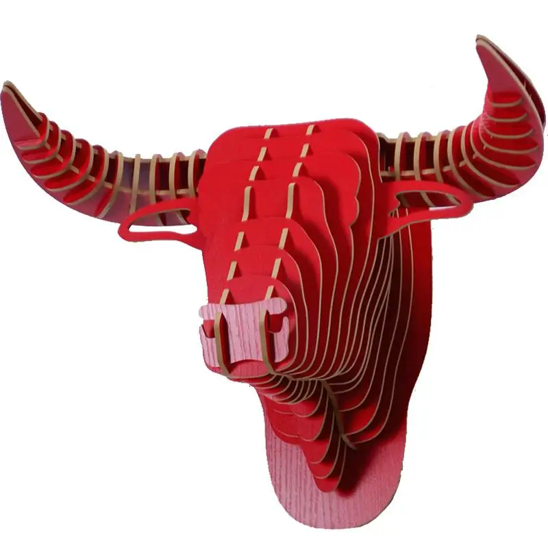 

DIY wood bull head hanging on the wall family coffee hotel restaurant European decoration nordic decoration home room decor