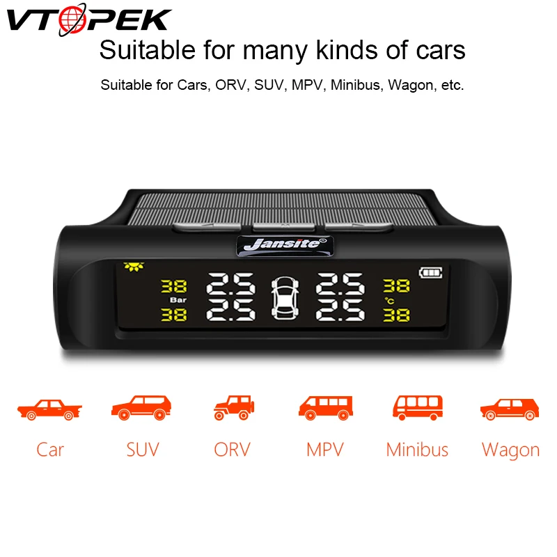 USB или солнечная зарядка автомобиля TPMS система контроля давления в шинах HD цифровой ЖК-дисплей Авто температура сигнализации беспроводной 4 датчика