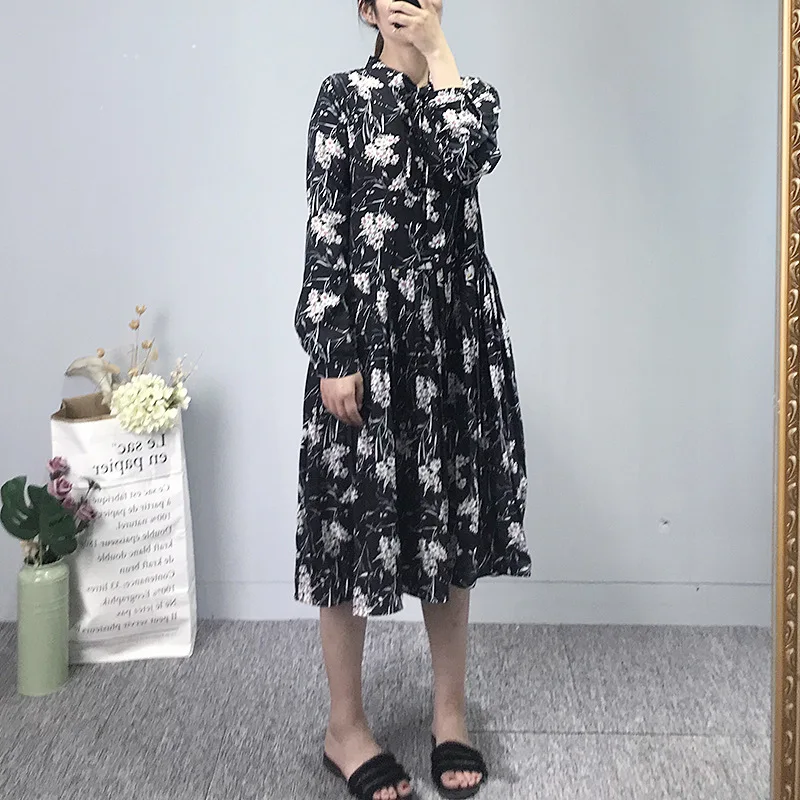 Cherry Chesse Harajuku женское платье с длинными рукавами и цветочным принтом империи Для