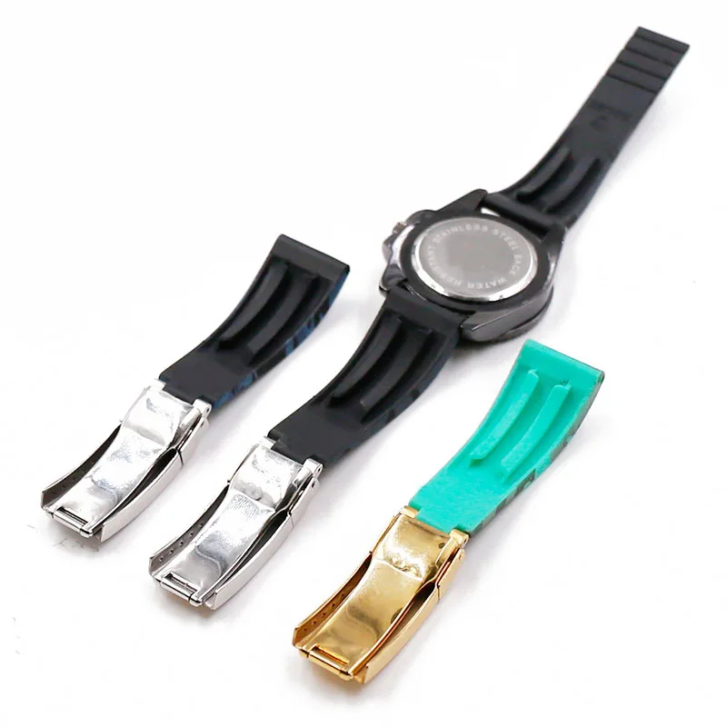 Men's rubber strap watch accessories buckle for Rolex Ditong take water ghost silicone strap 20mm waterproof bracelet watch band